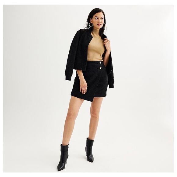 Nine West Tweed Wrap Mini Skirt XL NWT Old Money Preppy Gossip Girl - Picture 3 of 8